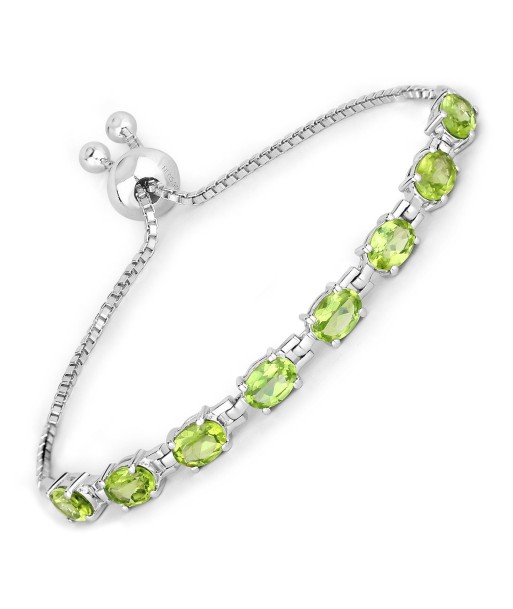 6.64 Carat Genuine Peridot .925 Sterling Silver Bracelet outlet