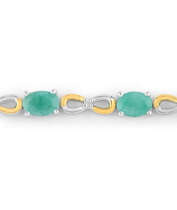 1.81 Carat Genuine Emerald and White Topaz .925 Sterling Silver Bracelet votre restaurant rapide dans 