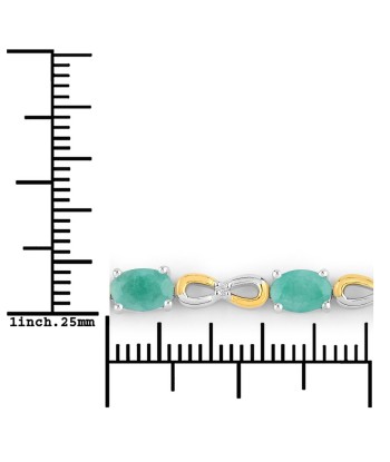 1.81 Carat Genuine Emerald and White Topaz .925 Sterling Silver Bracelet votre restaurant rapide dans 