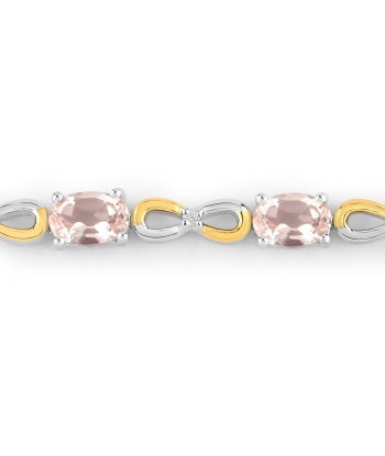 1.49 Carat Genuine Morganite and White Topaz .925 Sterling Silver Bracelet à prix réduit toute l'année