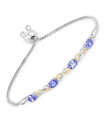 1.81 Carat Genuine Tanzanite and White Topaz .925 Sterling Silver Bracelet pour bénéficier 