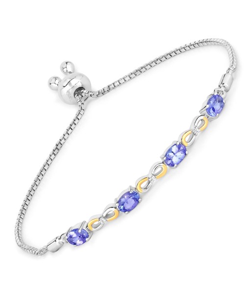 1.81 Carat Genuine Tanzanite and White Topaz .925 Sterling Silver Bracelet pour bénéficier 