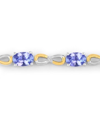 1.81 Carat Genuine Tanzanite and White Topaz .925 Sterling Silver Bracelet pour bénéficier 