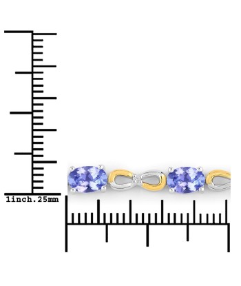 1.81 Carat Genuine Tanzanite and White Topaz .925 Sterling Silver Bracelet pour bénéficier 