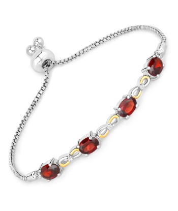 3.47 Carat Genuine Garnet and White Topaz .925 Sterling Silver Bracelet Comment ça marche