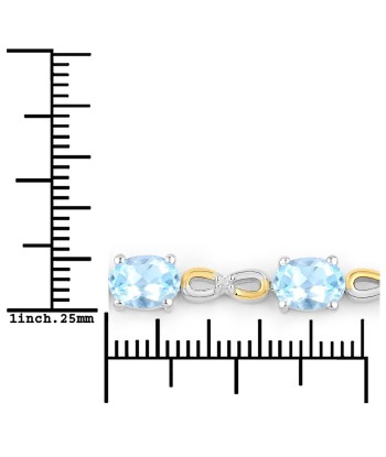 3.87 Carat Genuine Blue Topaz and White Topaz .925 Sterling Silver Bracelet les ligaments