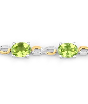 3.39 Carat Genuine Peridot and White Topaz .925 Sterling Silver Bracelet Faites des économies