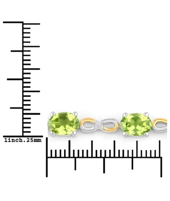 3.39 Carat Genuine Peridot and White Topaz .925 Sterling Silver Bracelet Faites des économies