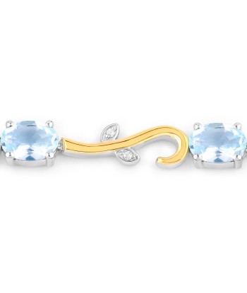 4.81 Carat Genuine Blue Topaz and White Topaz .925 Sterling Silver Bracelet livraison et retour toujours gratuits