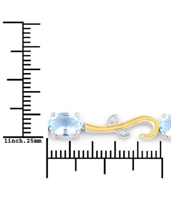 4.81 Carat Genuine Blue Topaz and White Topaz .925 Sterling Silver Bracelet livraison et retour toujours gratuits