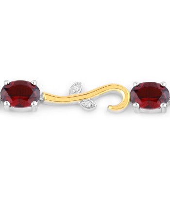 4.31 Carat Genuine Garnet and White Topaz .925 Sterling Silver Bracelet 50-70% off 