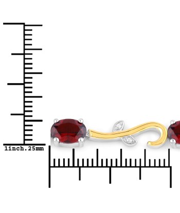 4.31 Carat Genuine Garnet and White Topaz .925 Sterling Silver Bracelet 50-70% off 