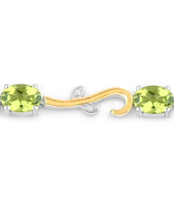 4.21 Carat Genuine Peridot and White Topaz .925 Sterling Silver Bracelet Fin de série