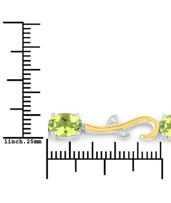 4.21 Carat Genuine Peridot and White Topaz .925 Sterling Silver Bracelet Fin de série