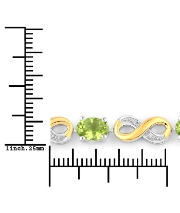 3.38 Carat Genuine Peridot and White Topaz .925 Sterling Silver Bracelet de pas cher