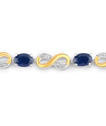 1.95 Carat Genuine Blue Sapphire and White Topaz .925 Sterling Silver Bracelet meilleur choix