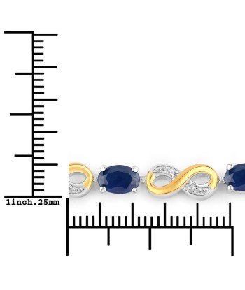 1.95 Carat Genuine Blue Sapphire and White Topaz .925 Sterling Silver Bracelet meilleur choix