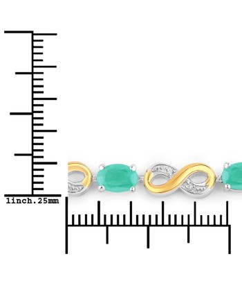 1.79 Carat Genuine Emerald and White Topaz .925 Sterling Silver Bracelet rembourrage situé sous