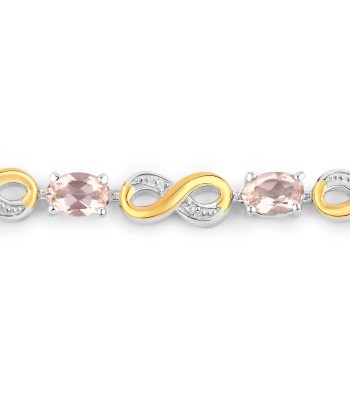 1.47 Carat Genuine Morganite and White Topaz .925 Sterling Silver Bracelet 2023