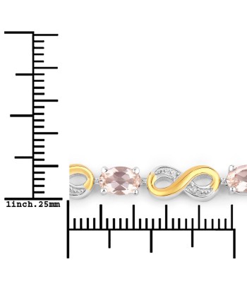 1.47 Carat Genuine Morganite and White Topaz .925 Sterling Silver Bracelet 2023