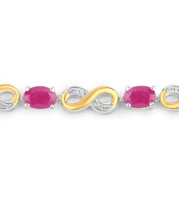 2.11 Carat Genuine Ruby and White Topaz .925 Sterling Silver Bracelet pas cheres