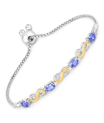 1.79 Carat Genuine Tanzanite and White Topaz .925 Sterling Silver Bracelet vente chaude votre 