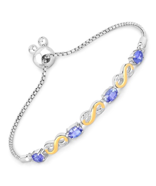 1.79 Carat Genuine Tanzanite and White Topaz .925 Sterling Silver Bracelet vente chaude votre 