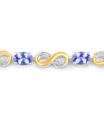 1.79 Carat Genuine Tanzanite and White Topaz .925 Sterling Silver Bracelet vente chaude votre 