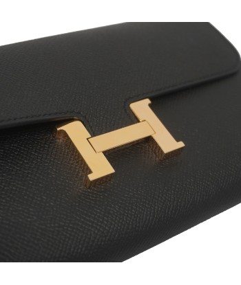 Auth Hermes Shoulder Wallet Constance Long To Go Z Engraved Epson Black Rose Gold Metal paiement sécurisé