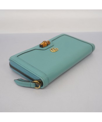 Auth Gucci Bamboo Turquoise Blue 658634 Womens Leather Long Wallet (bi-fold) sélection de produits