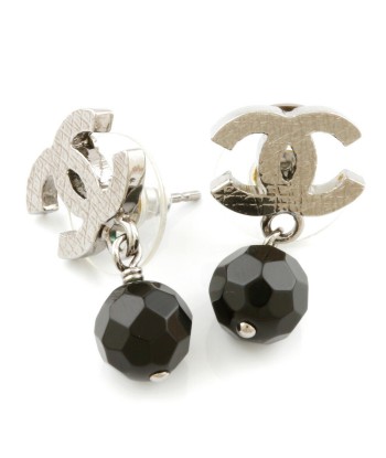 CHANEL Chanel Earrings Coco Mark Silver Black Womens Metal Par le système avancé 