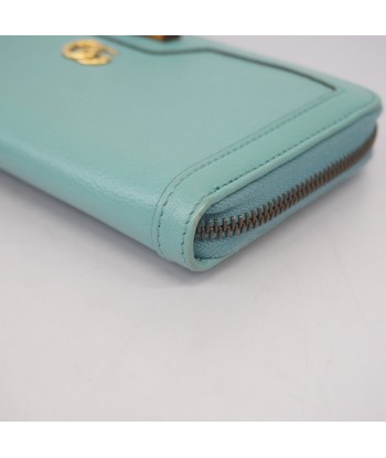 Auth Gucci Bamboo Turquoise Blue 658634 Womens Leather Long Wallet (bi-fold) sélection de produits