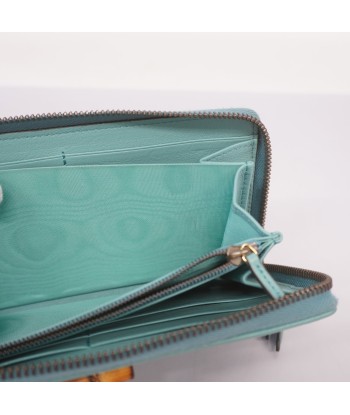 Auth Gucci Bamboo Turquoise Blue 658634 Womens Leather Long Wallet (bi-fold) sélection de produits