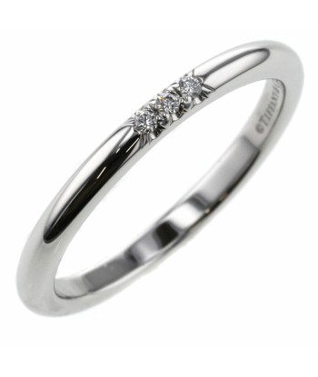 Tiffany Ring Classic Band 3P Width Approximately 2mm Platinum PT950 Diamond No. 12.5 Ladies TIFFANY & Co. livraison gratuite