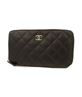 Auth Chanel Matelasse Womens Caviar Leather Long Wallet (bi-fold) Black de l' environnement