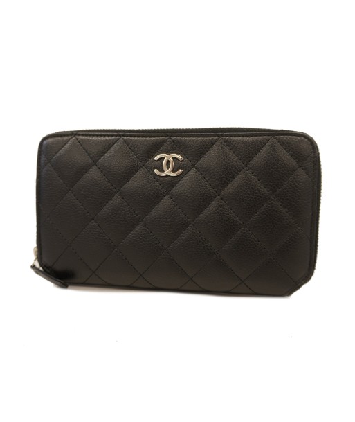 Auth Chanel Matelasse Womens Caviar Leather Long Wallet (bi-fold) Black de l' environnement