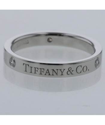 Tiffany Ring Flat Band Width Approximately 3mm 3P Platinum PT950 Diamond No. 10 Ladies TIFFANY & Co. de pas cher