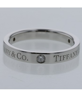 Tiffany Ring Flat Band Width Approximately 3mm 3P Platinum PT950 Diamond No. 10 Ladies TIFFANY & Co. de pas cher