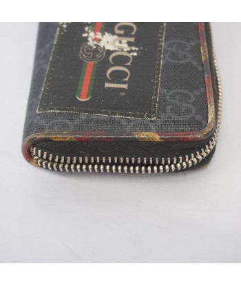 Auth Gucci Coin Case Night Courier 496343 GG Supreme Black Silver metal l'évolution des habitudes 