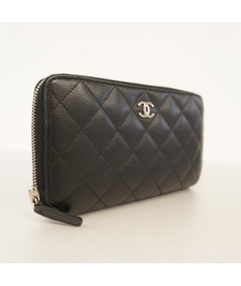 Auth Chanel Matelasse Womens Caviar Leather Long Wallet (bi-fold) Black de l' environnement