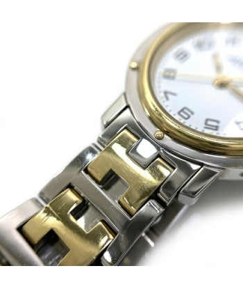 Hermes Watch Clipper White Silver Gold CL4.220 SS Quartz HERMES Date Ladies Combination Battery Round Studs les ligaments