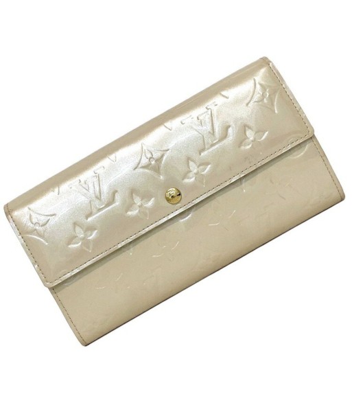 Louis Vuitton Long Bi-Fold Wallet Portofeuil Sara Beige Perle Monogram Verni M91971 Enamel TN0181 LOUIS VUITTON Flap Patent Leather Ladies LV paiement sécurisé