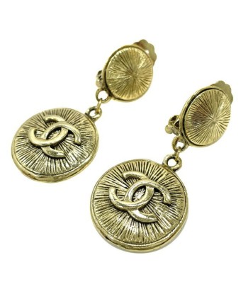 Chanel Earrings Gold Coco Mark GP CHANEL Swing Coin Women's Circle votre