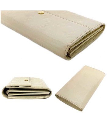 Louis Vuitton Long Bi-Fold Wallet Portofeuil Sara Beige Perle Monogram Verni M91971 Enamel TN0181 LOUIS VUITTON Flap Patent Leather Ladies LV paiement sécurisé