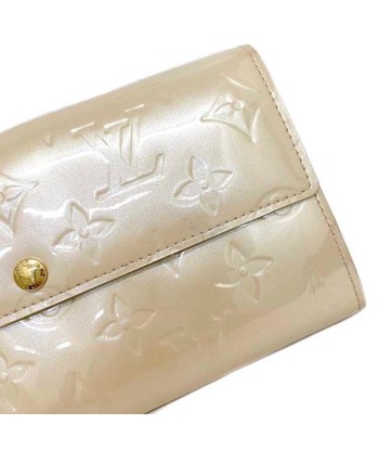 Louis Vuitton Long Bi-Fold Wallet Portofeuil Sara Beige Perle Monogram Verni M91971 Enamel TN0181 LOUIS VUITTON Flap Patent Leather Ladies LV paiement sécurisé