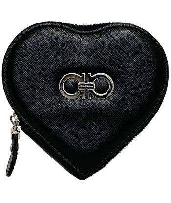 Salvatore Ferragamo Ferragamo Coin Case Black Silver Gancini AU-22 C113 Purse Leather Salvatore Heart votre