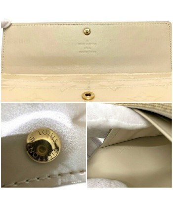 Louis Vuitton Long Bi-Fold Wallet Portofeuil Sara Beige Perle Monogram Verni M91971 Enamel TN0181 LOUIS VUITTON Flap Patent Leather Ladies LV paiement sécurisé