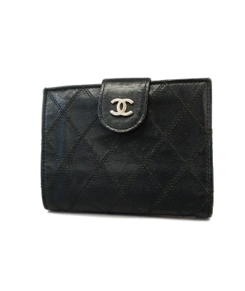 Auth Chanel Wild Stitch Womens Leather Wallet (bi-fold) Black en stock