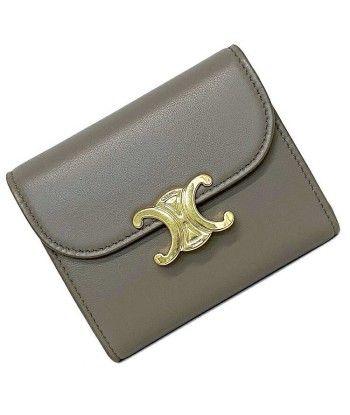 Celine Tri-Fold Wallet Small Flap Gray Gold Triomphe 10l653DPV Leather CELINE Metal Fittings Ladies livraison gratuite