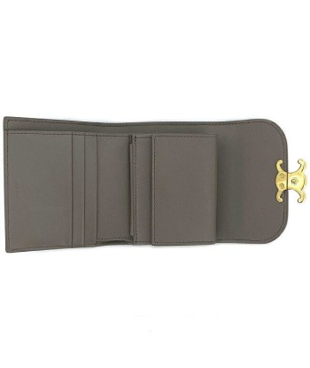 Celine Tri-Fold Wallet Small Flap Gray Gold Triomphe 10l653DPV Leather CELINE Metal Fittings Ladies livraison gratuite